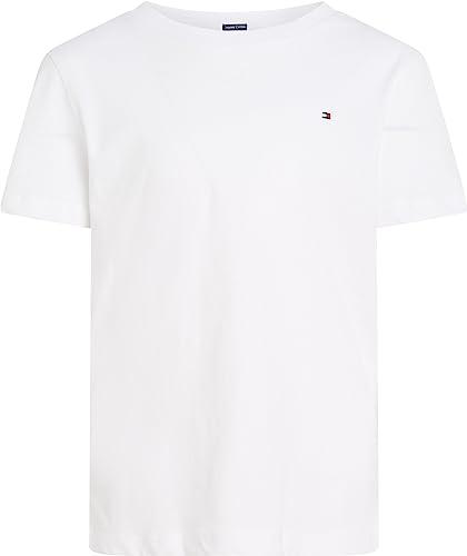 Tommy Hilfiger Bambino T-Shirt Maniche Corte Scollo Rotondo, Bianco (Bright White), 14 Anni