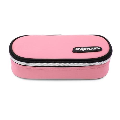 Starplast Astuccio 1 cerniera, ovale, 1 tasca, semi-rigido, compatto, 10 colori, 22,5 x 10 x 5 cm, grande capacità, per studenti secondari o università., rosa chiaro, Borse scolastiche