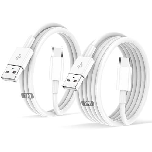 Cavo USB Type-C,Per Originale Cavetto USB C Cellulare Ricarica Rapida 2Pezzi 1M+2M,Per iPhone 16/15/Pro/Plus/Pro Max/,Per Samsung Galaxy S24/S23+/Ultra/S22/A53/A54/iPad Pro/Air/cavi
