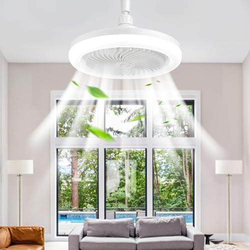 Lampadario con Ventilatore da Soffitto, E27 Ventilatore da Soffitto Con Luce e Telecomando, VentilatoreSoffitto con Luce Super Silenziosa, 3 Velocità, Luminosità, Memoria, Tempistica