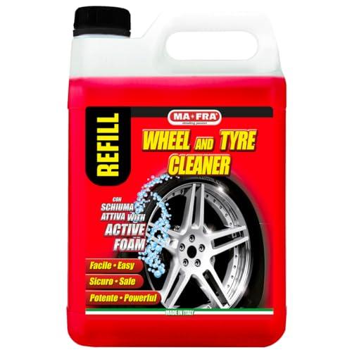 Ma-Fra Pulitore Cerchi e Gomme, Deterge e Sgrassa Gli Pneumatici delle Auto, Ideale per Rinnovare Cerchi e Gomme, Utilizzabile con Schiuma o Senza Schiuma, Formato 4500ml