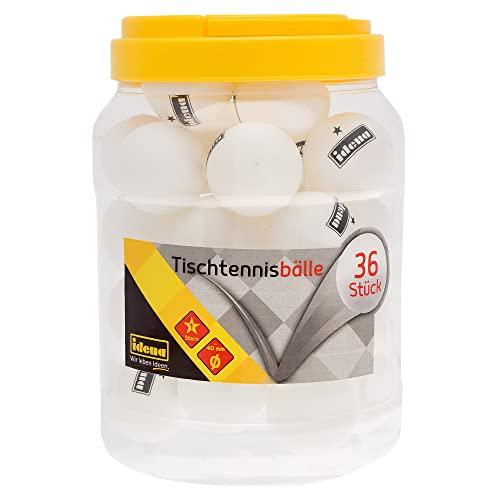 Idena 40169 - Palline da ping pong 36 pezzi, colore bianco, diametro circa 4 cm, secondo le direttive ITTF, qualità 1 stella, per il club, il tempo libero e gli appassionati di sport