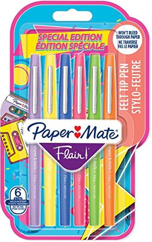 Paper Mate 2180626 Flare Retro 6 Color Rollerball Pens