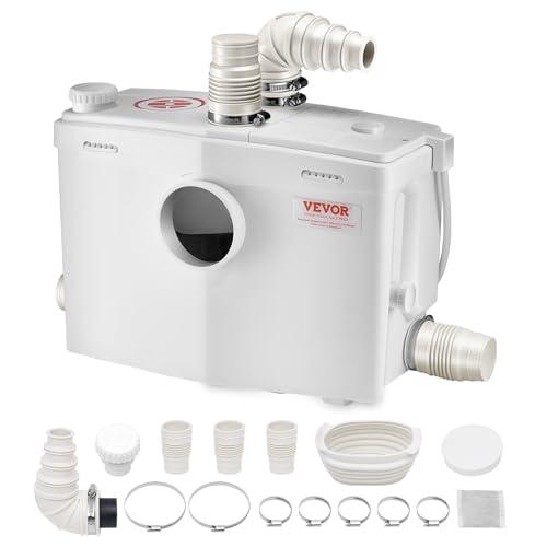 VEVOR Pompa Maceratrice per WC, 1200 W, Prevalenza 10 m, con 4 Ingressi per l'Acqua, Macchina per lo Smaltimento delle Acque Reflue per WC, Seminterrato, Doccia, Lavandino, Lavanderia