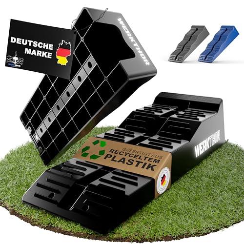 WERKTHOR Motorhome Chocks (Nero) - [Set di 2] Cunei stabili per roulotte e camper | Cunei per camper per un livellamento sicuro [<5t] - Design robusto per qualsiasi superficie