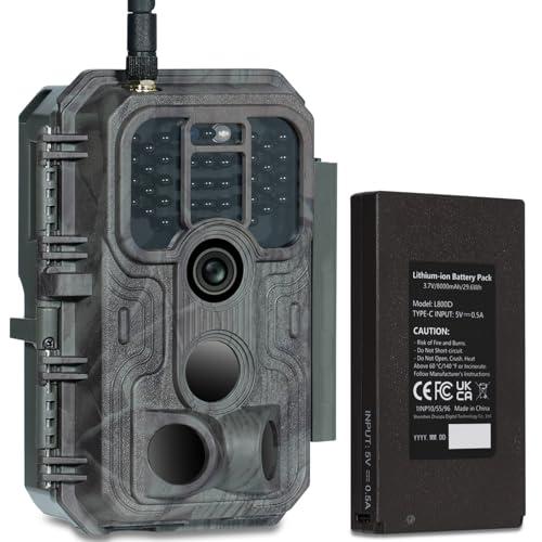 Meidase P200P Fototrappola WiFi Bluetooth, 48MP 1296P, Visione Notturna 30m, Attivazione Movimento 0.1s, IP66 Impermeabile, Trasmissione App Mobile, Batteria Ricaricabile 8000mAh, Monitoraggio Esterno