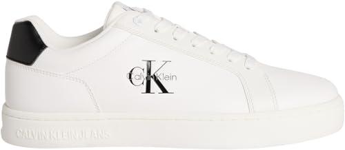 Calvin Klein Uomo Sneakers con Suola Preformata Classic Mono in Pelle, Bianco (Bright White/Black), 42