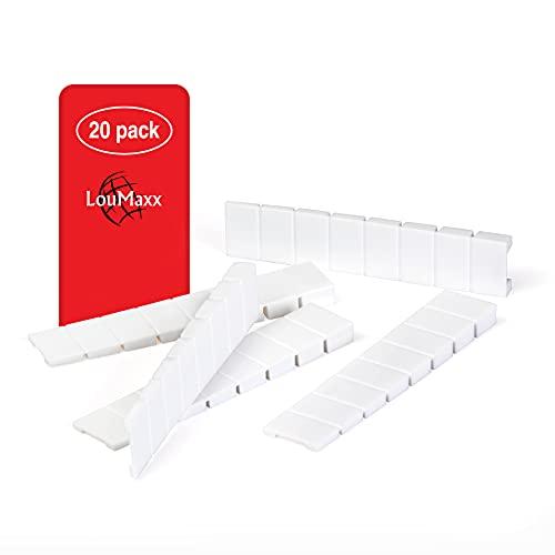 LouMaxx Cunei per mobili Set da 20 | Cunei di arresto 8 x 20 x 100 mm in bianco | Cunei di compensazione in plastica con punti di rottura teorici integrati
