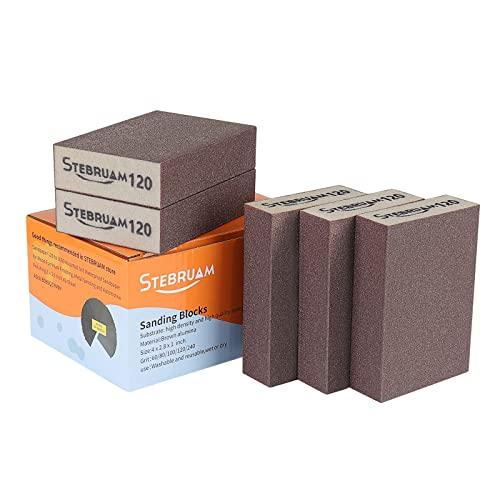 STEBRUAM Spugne Abrasive,120 Grane Spugna Abrasiva per Lucidare Legno,Plastica e Metallo Kit Spugne Lavabili Cucina,Pavimento,Pulizia Delle Pareti(5 Pezzi)