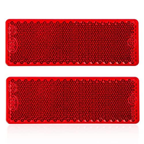 DARKGUARD Riflettore Rettangolari Autoadesivo Rosso per Rimorchio,Catarifrangente Rettangolare Rosso Posteriore per Auto RimorchioCaravan con E-Mark, 85x30x10mm（Rosso-Rettangolari-Autoadesivo-2Pezzi）