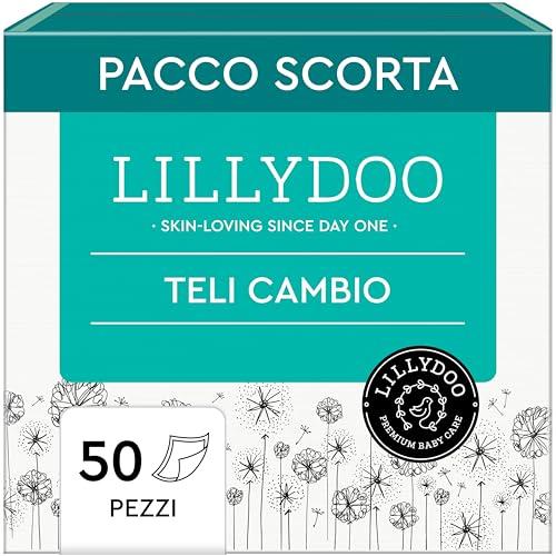 Teli cambio LILLYDOO – 60 x 60 cm, confezione da 50 pezzi (5x10 pezzi), super morbidi, senza profumi e lozioni, ideali per pelli sensibili, dermatologicamente testati