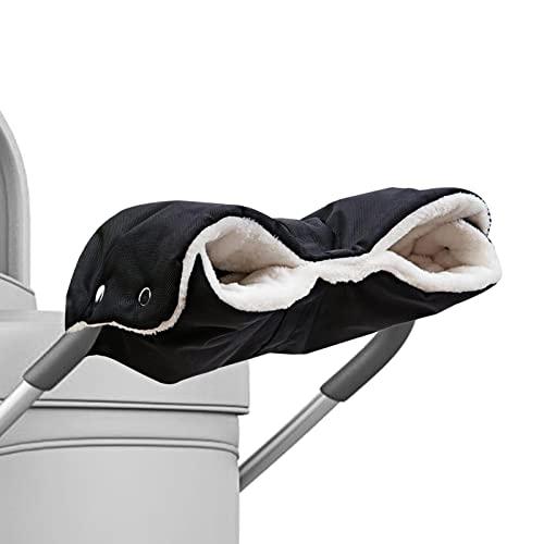 Newpop guanti passeggino scaldamani, guanto Carrozzina con Interno in Pile, impermeabili antivento Antigelo protezione per mani misura universale per accessori pinverno Adatto per Passeggino, Nero