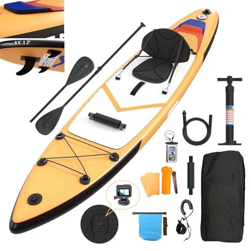 JUMMICO Tavola Sup Gonfiabile, Stand Up Paddling Board, 330 x 76 x 15 cm, Pagaia 2-in-1 con Sella Kayak e Accessori, Portata 130 kg, Ideale per Surf, Pesca e Yoga, Arancione