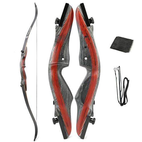 AMEYXGS Takedown Ricurve Bow And Arrow Set 62 Pollici Arco da Caccia Tiro con L'Arco con Frecce in Carbonio Accessori per Adulti 20-50 lbs Arco Tradizionale in Legno (Tipo 1, 50lbs)