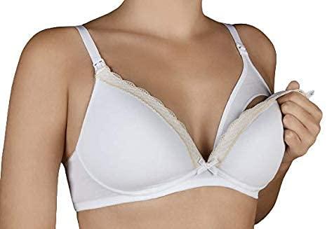 Selene Reggiseno Allattamento Imbottito Senza Ferretto in Cotone Art. Jasmine (3, Bianco)