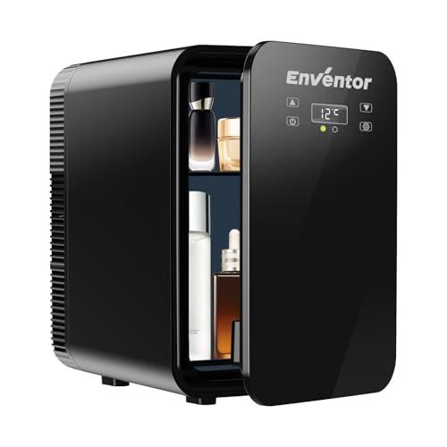 Enventor Frigorifero Piccolo 10L (Nero), Mini Frigo da camera con Raffreddamento e Riscaldamento, 12V/220V, Display LCD, Frigorifero Portatile per Auto, Cosmetici, Bevande, Frutta