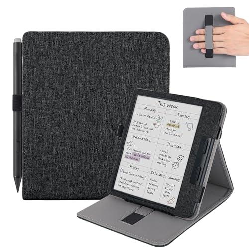 Vakarey per Kobo Libra Colour Cover con Portapenne,per Kobo Libra 2 Custodia con Cinturino da Polso,Nero
