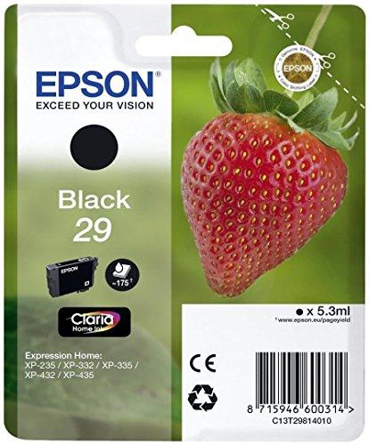Epson Serie 29 Standard Fragole - Cartucce originali Claria Home per Stampante Inkjet, Single Pack 1 Colore (Nero) Formato STD, Stampe Casa/Ufficio fino 175 Pagine, Confezione Retail