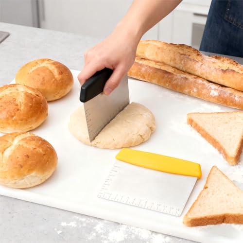 Set di 2 raschietti per impasto, in acciaio inox resistente, raschietto da banco e raschietto per piastra per cottura, impasto per pizza, pasticceria, utensili da cucina multiuso per griglia, pulizia