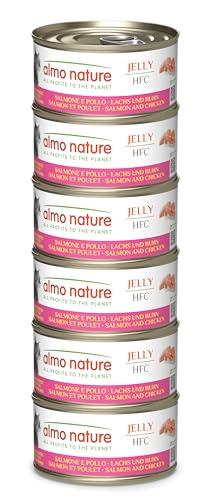 Almo Nature HFC Jelly - Alimento Umido per Gatti Adulti - Salmone e Pollo - Human-Grade, Gluten-Free - 70g (Confezione da 6)