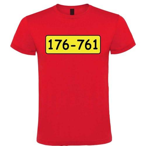 T-shirt in cotone con numeri 176-761 della banda NM (Rosso, M)