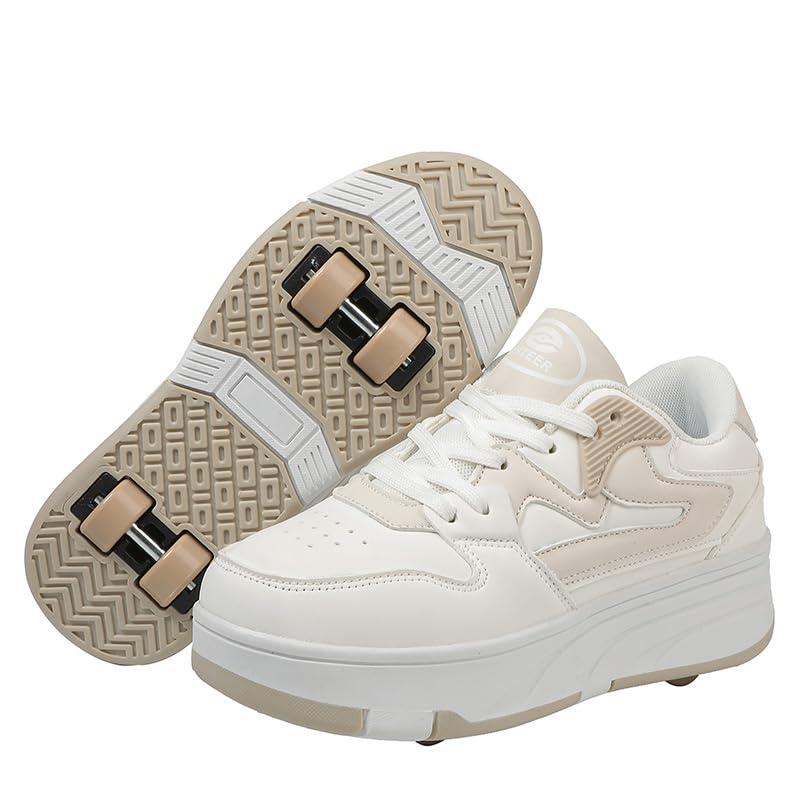 Mateju Scarpe con Rotelle Bambino Bambina Sportive Scarpe da Skateboard con 4 Rotelle a Scomparsa Skateboard Sneakers Scarpe da Ginnastica da Pattini Unisex Bambini Adulti