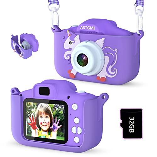 ASTGMI Macchina Fotografica Bambini, 12MP Mini Ricaricabile Fotocamera Digitale Bambina Videocamera Regalo per Ragazze Ragazzi 3-10 Anni, con Scheda 32 GB, Regali Giocattolo di Natale & Compleanno