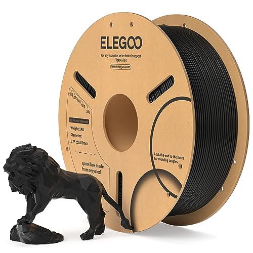 ELEGOO Filamento PLA 1.75mm Nero 1KG, Filamento per Stampante 3D, Precisione Dimensionale +/- 0.02mm, Filamento per La Maggior Parte delle Stampanti 3D