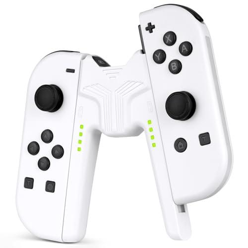 OFFCUP Impugnatura di Ricarica, Joycon per Nintendo Switch NS/Switch OLED, Charging Grip con Indicatore Led, Impugnatura Caricatore per Controller a Forma di V Accessori, USB di Tipo C(Bianco)