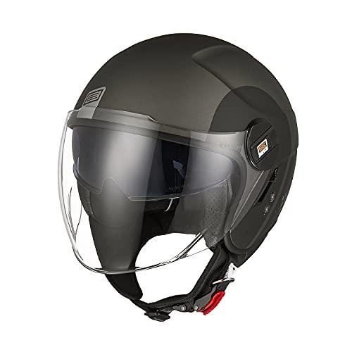 ORIGINE Casco Jet Moto Casco Aperto Scooter con Doppia Visiera Omologato ECE (TRACK BLACK TITANIUM,M)