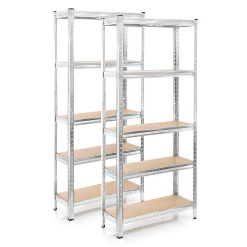 Wiltec Set 2x scaffali a incastro per carichi pesanti 174x75x30cm Max 875kg l’uno Acciaio 5 ripiani