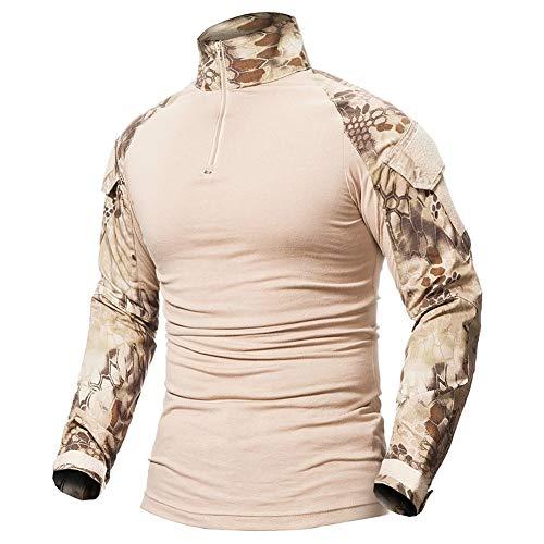 LiliChan Mens Long Sleeve tattico Militare T-Shirt di Combattimento Camicia Esterna con la Chiusura Lampo (EU XL (Fit Petto: 40 