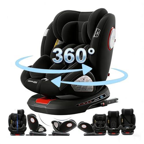 Magic ZC Ruotabile a 360° Seggiolino Auto Isofix, Altezza e Inclinazione Regolabili SeggiolinoAuto, Anti-collisione Seggiolone Auto, Facile da Pulire Seggiolino (Black without Foot Rest Frame)