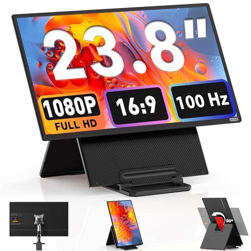 Kwumsy Monitor Portatile Per Laptop 23.8 Pollici, Doppio Schermo PC Portatile Per All Laptop, Con FHD 1080P 100Hz 120% sRGB, Supporta La Rotazione Di 90°/Altezza Regolabile/Pieghevole/Design Magnetico