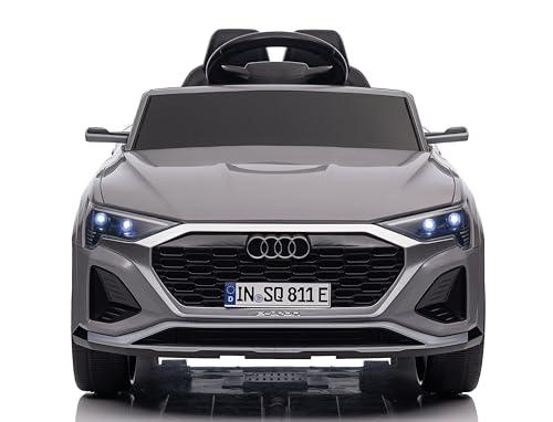 Auto Elettrica per Bambini Audi SQ8 etron Sportback Macchina con Licenza Ufficiale 12V Due Potenti Motori Telecomando Cintura di Sicurezza 5 Punti Porte Apribili Luci LED Musica MP3 Grigio