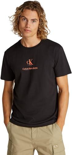 Calvin Klein Uomo T-Shirt Maniche Corte Shadow Logo Tee Regular Fit, Nero (CK Black), XXS
