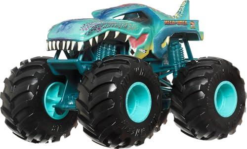 Hot Wheels Monster Trucks - Mega-Wrex Oversize, Veicolo in Scala 1:24 con Ruote giganti e carrozzeria in Metallo, Perfetto per Le acrobazie, Giocattolo per Bambini, 3+ Anni, JDR03