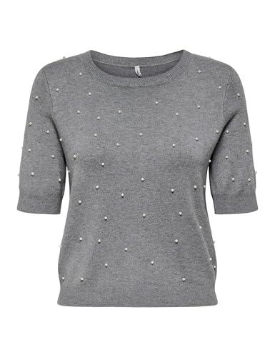 ONLY Onlvenice Life SS Pearl O-Neck Knt, Chiaro Grigio Melange, M Donna