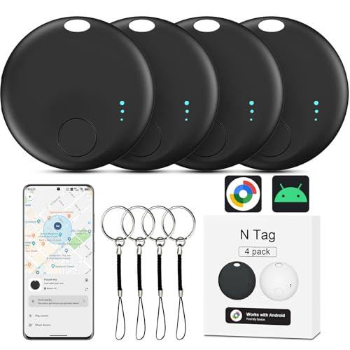 Air Tracker Tag Android, 4 PCS Smart Tracker Tag GPS Localizzatore Chiavi Compatibile con Trova Dispositivo(Solo Android), Bluetooth Tracker Compatibile per Portafogli,Chiavi,Zaini, Animale (Nero)