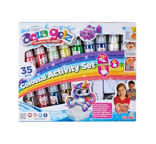 Simba 106322499 - Aqua Gelz Mega Set, set artigianale, creativo, 13 flaconi di gel colorato, 30 ml ciascuno, 16 forme, 6 x additivo acquoso, a partire da 8 anni