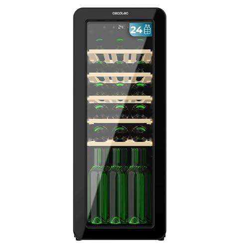 Cecotec Cantinetta 24 Bottiglie Retrò Bolero Grandsommelier Origin 24 Hit Black. Finitura Nera Con Controllo Led, Temp. 5-20ºC, NoFrost, Ripiani In Legno, Luce Interna, Ventilazione