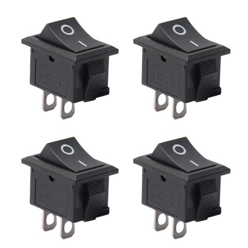 WUSJCOF 4 Pezzi Mini Interruttore a Bilanciere 2 Poli ON/OFF Interruttore Rettangolare da Incasso per Mini Barche AC 250V 6A 2 Pin 2 Posizioni Compatto (Nero)