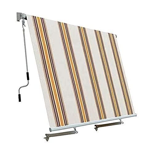 Linea Garden Friend Tenda da Sole da Esterno a Caduta con Bracci, Rullo in Alluminio e Copertura in Poliestere, Attacco a Parete, Altezza 250 cm, Lunghezza 300 cm, Colore Riga Beige