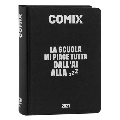 COMIX - Agenda 2027 Giornaliera 16 Mesi, Diario per Scuole Medie e Superiori, con Copertina Rigida, 576 Pagine con Grafiche e Fumetti, Ideale per Ragazzi e Ragazze, Formato Mini 11x15,3 cm