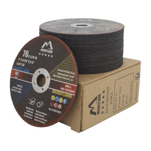 Merryland Dischi da Taglio 76 Ferro Metallo Acciaio INOX per Smerigliatrice Angolare, 76 X 1,0 mm Disco Flessibili 25 Pezzi, Esperto-line E13011022-25