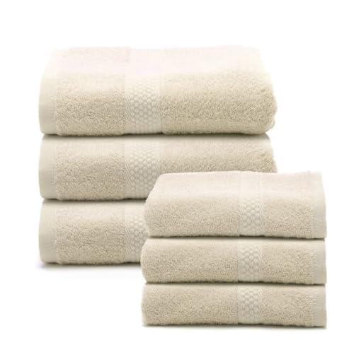 CALEFFI - Set Asciugamani Bagno Viso e Bidet in Morbida Spugna 100% Cotone con 3 Asciugamani Viso 55x100 cm + 3 Asciugamani Bidet Ospite 40x60 cm, Asciugamano Resistente a Lavaggi Frequenti e Durevole