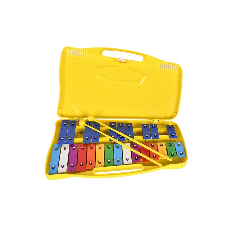 Xilofono Glockenspiel Metalofono 25 Tasti Metallici Angel AG-25N3 con Custodia Giallo (Giallo)