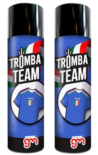 Magazzini GM Tromba Team, Tromba da Stadio con i Colori della Squadra del Cuore, Avvisatore Acustico per Eventi Sportivi e Nautica, 300ml (2 Ricariche, Italia)
