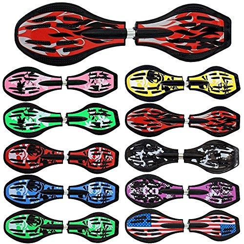 FunTomia Waveboard con LED Ruote - Cuscinetti: 2RS ABEC-9 - Carico Massimo: 120 kg (Fiamme - Ruote con LED)