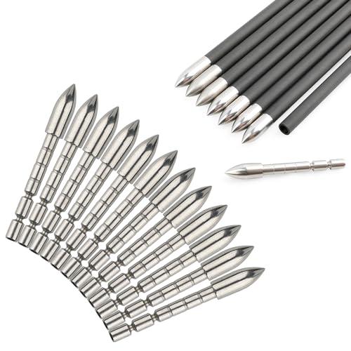 12pcs Punta di Freccia Inserire Punte delle Frecce in Acciaio Inox 60/70/80/100/120/150/200grain Punte di Freccia per ID 4,2mm Frecce in Carbonio Albero (OD 5.4mm-60grain)